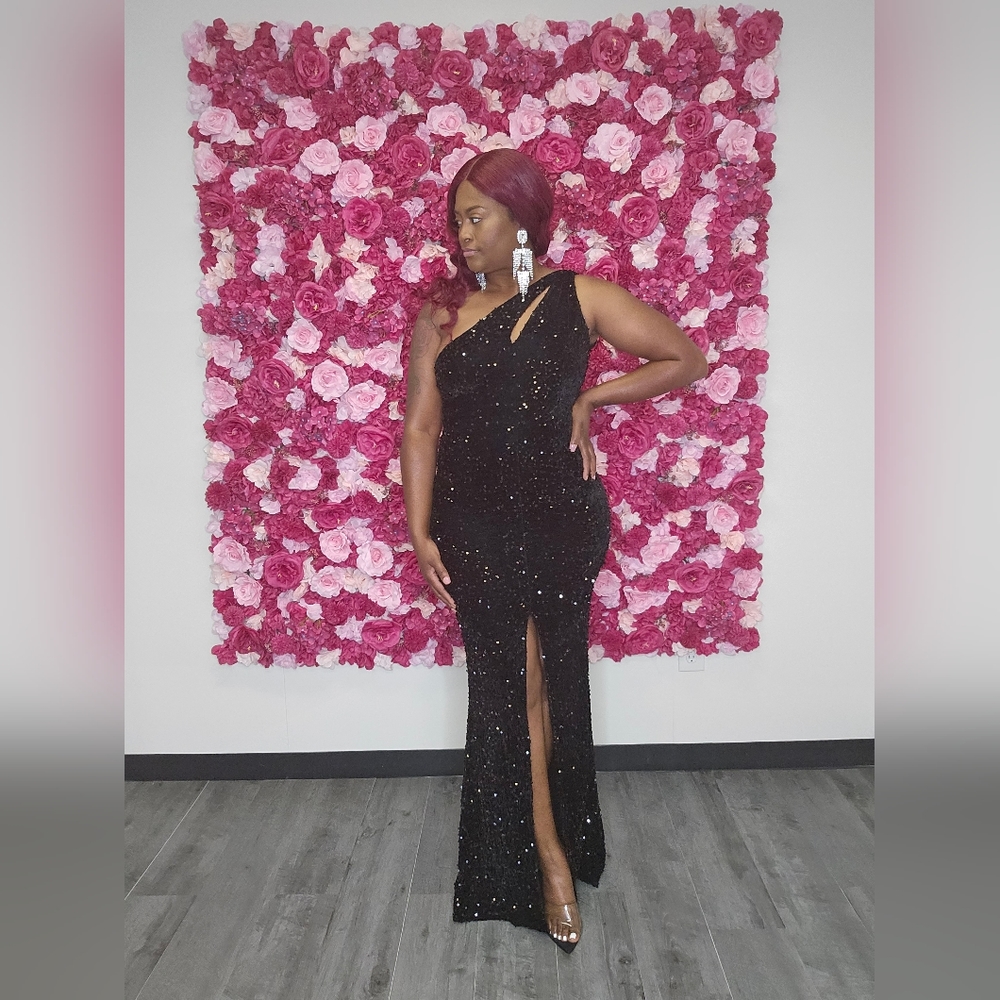 Black Sequin Evening Gown